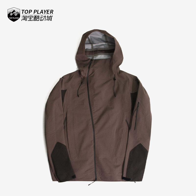 J.L-A.L帽斜拉链拼接冲锋衣夹克