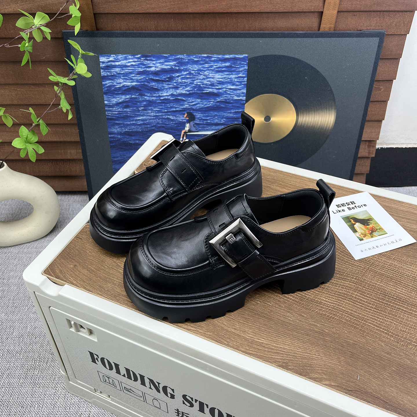 真皮粗跟乐福鞋女2026春季新款魔术贴日系轻底学院风百搭小皮鞋女,女鞋,乐福鞋（豆豆鞋）,淘宝优惠券,粉丝福利购,淘宝优惠卷