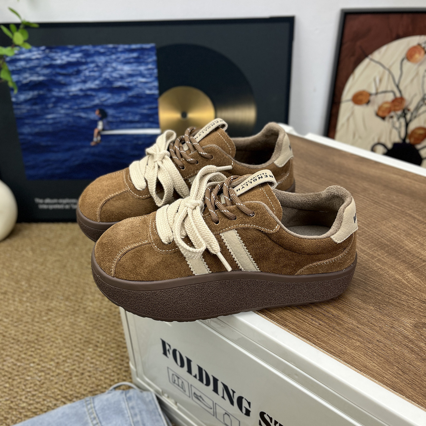 2025冬季新款加绒厚底德训鞋女真皮复古百搭双系带丑萌休闲板鞋女,女鞋,德训鞋,淘宝优惠券,粉丝福利购,淘宝优惠卷