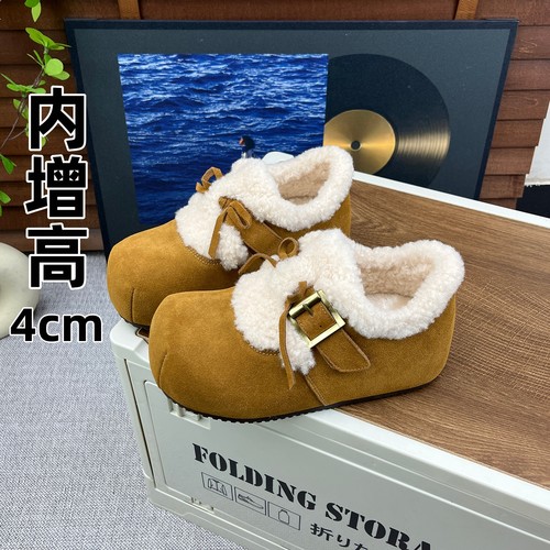 冬季加绒可爱毛毛内增高勃肯鞋女