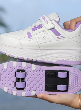 女童暴走鞋2025新款隐形四轮自动收缩男童运动轮滑鞋儿童带轮鞋子