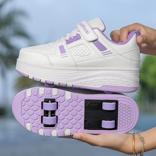 儿童带轮鞋 隐形四轮自动收缩男童运动轮滑鞋 子 2025新款 女童暴走鞋