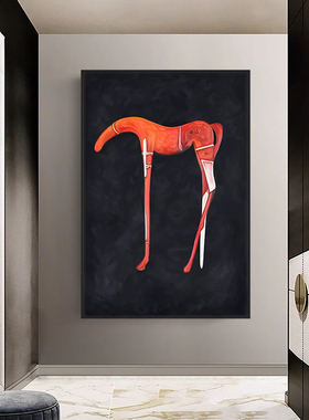 意式极简马挂画轻奢高级感餐客厅壁画红色抽象艺术入户玄关装饰画