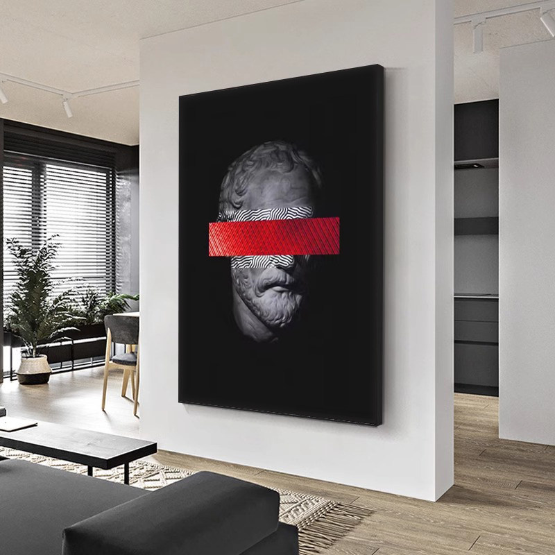 高级感轻奢黑色抽象人物玄关装饰画小众艺术客厅入户走廊过道挂画