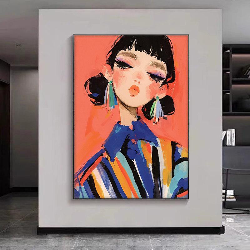 现代轻奢抽象人物艺术挂画高级感玄关壁画多巴胺风卧室客厅装饰画