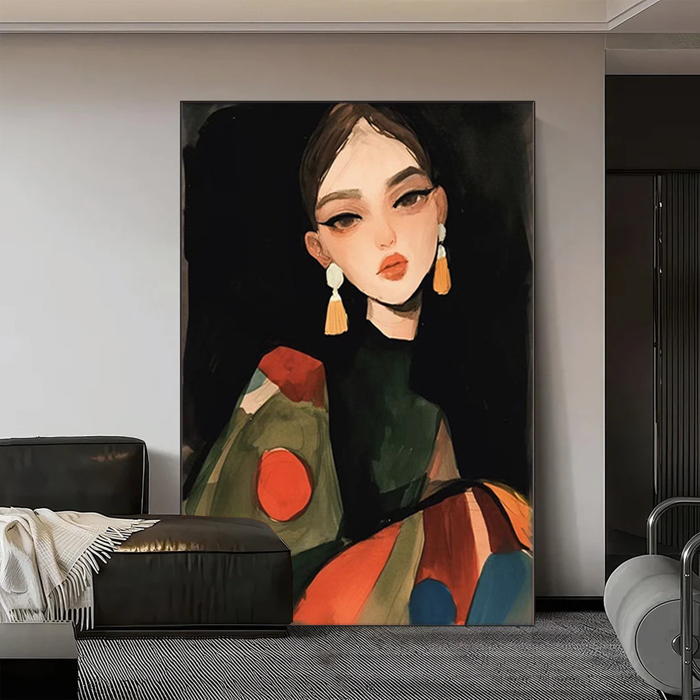 高级感现代轻奢抽象美女人物客厅沙发装饰画玄关卧室小众艺术挂画