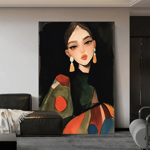 现代轻奢抽象美女人物客厅装饰画