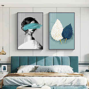 2025新款 饰画 主卧室床头挂画高级感现代风轻奢人物羽毛美女房间装