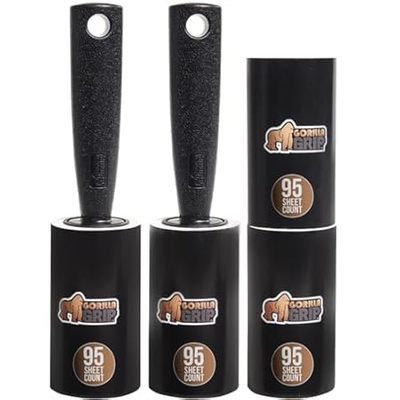 Gorilla Grip Extra Grippy Lint Rollers， 380 Large Easy Te