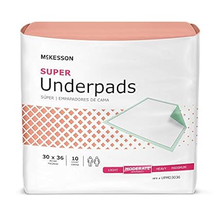 McKesson Super Underpads， Incontinence Bed Pads， Moderate