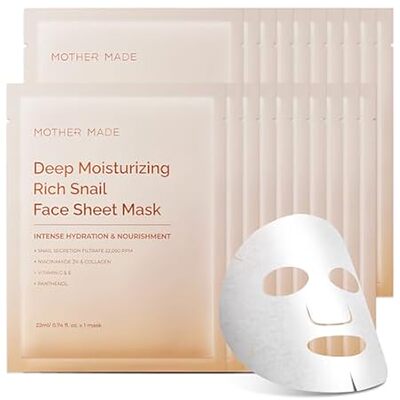 Moisturizing Snail Mucin Face Masks 20EA， 22，050ppm Snail