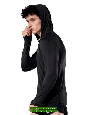 爱跑精选男四季户外运动跑步徒步健身通勤连帽长袖T恤上衣