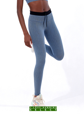 爱跑精选女四季户外运动跑步健身瑜伽紧身半弹后拉链腰包紧身长裤