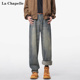 青少年宽松直筒裤 拉夏贝尔美式 秋冬季 男女2025新款 潮牌复古牛仔裤