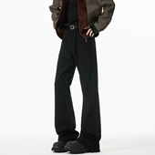 高街cleanfit阔腿直筒微喇裤 男女秋季 复古黑色牛仔裤 MSCS美式