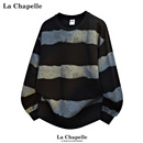 拉夏贝尔加绒条纹卫衣大码冬季男女宽松加厚T恤美式休闲2025新款