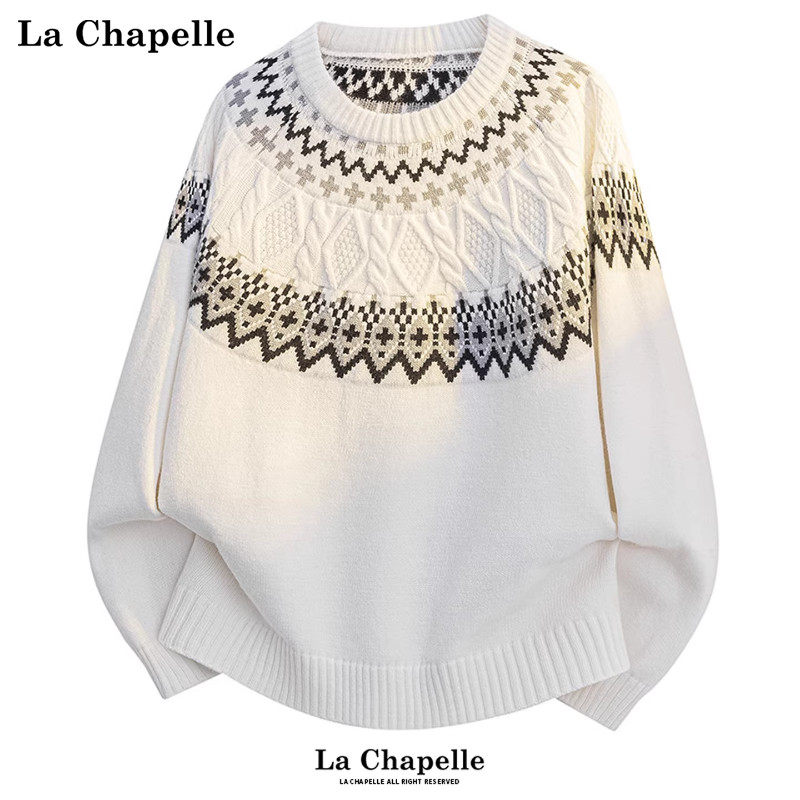 拉夏贝尔冬季费尔岛圆领毛衣节日氛围感休闲针织衫男宽松保暖上衣,男装,针织衫/毛衣,淘宝优惠券,粉丝福利购,淘宝优惠卷