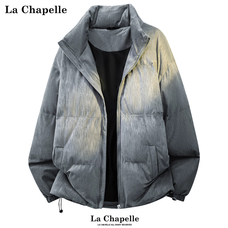 拉夏贝尔冬季立领面包服外套男士保暖御寒棉袄纹理感宽松休闲新款