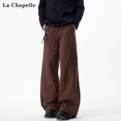 拉夏贝尔美式水洗棕色牛仔裤秋冬男士cleanfit休闲直筒阔腿长裤子