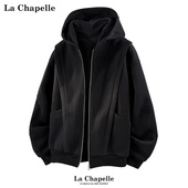 男女秋冬季 拉夏贝尔美式 设计感卫衣开衫 重磅解构情侣连帽夹克外套