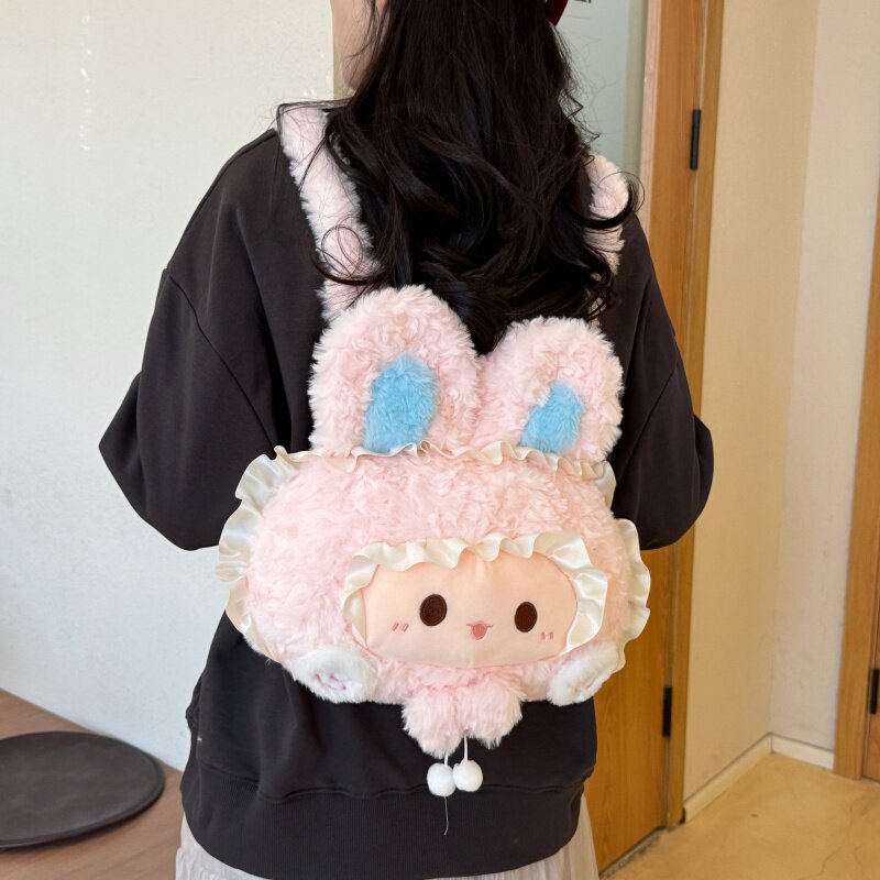 粉色兔子小背包毛绒玩具可爱玩偶甜美蕾丝美少女心jk萝莉塔双肩包