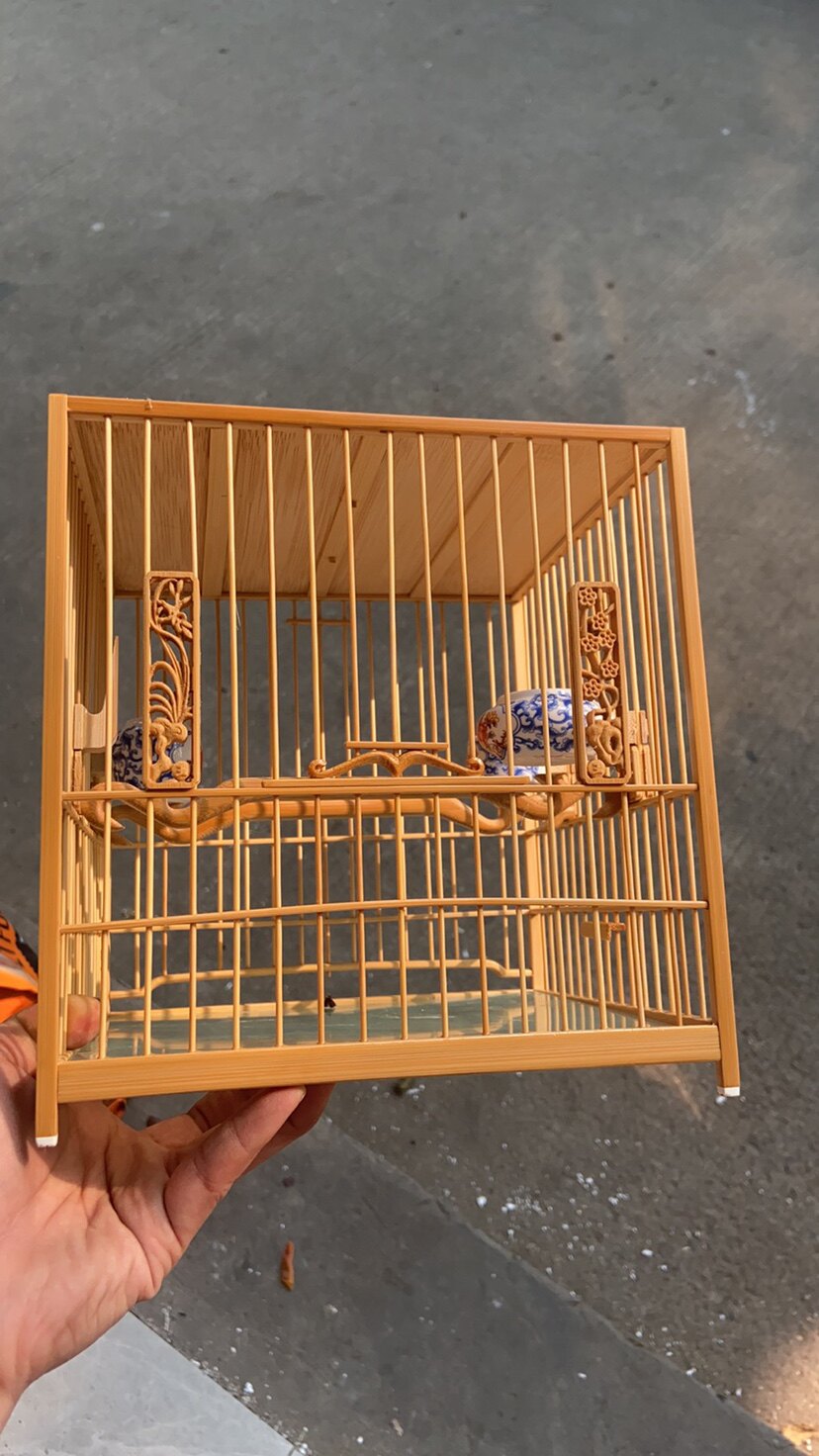 绣眼鸟笼暗绿笼白眼笼相丝笼南笼方笼手工竹笼留青榫头板笼绪伟款