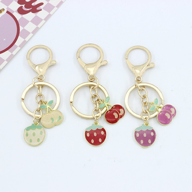 创意樱桃草莓钥匙扣可爱水果樱桃学生书包挂饰情侣包包挂件挂,五金/工具,工业管道及配件,淘宝优惠券,粉丝福利购,淘宝优惠卷
