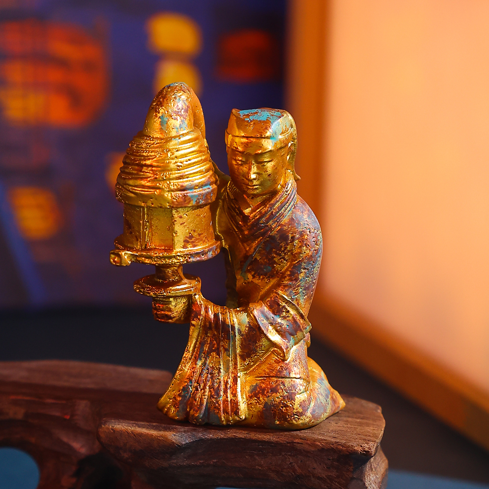 立体国风做旧仿古金属磁吸冰箱贴旅游博物馆文创长信宫灯冰箱贴