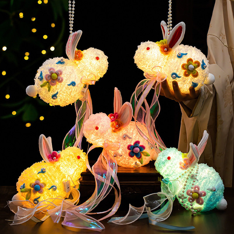 中秋节兔子灯笼diy手工材料包儿童手提古风玉兔花灯汉服宫灯摆摊,节庆用品/礼品,灯笼,淘宝优惠券,粉丝福利购,淘宝优惠卷