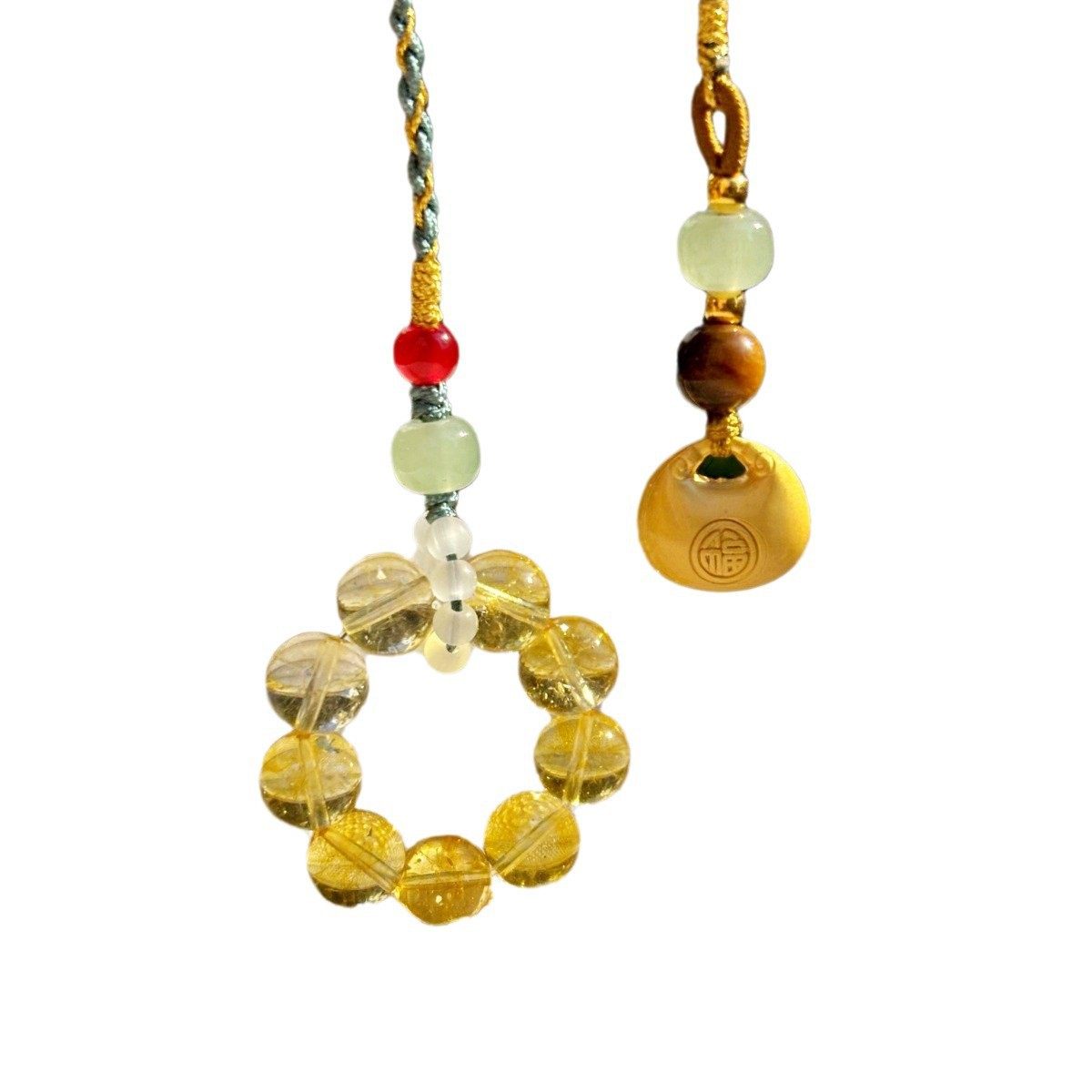 民族风金属锦绣前程挂件天然黄水晶福字汽车吊坠国风发财钱袋文创,节庆用品/礼品,挂饰/生肖挂饰,淘宝优惠券,粉丝福利购,淘宝优惠卷