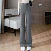 垂感直筒微喇裤 千鸟格喇叭裤 春秋季 格子裤 女高腰显瘦长裤 2026新款