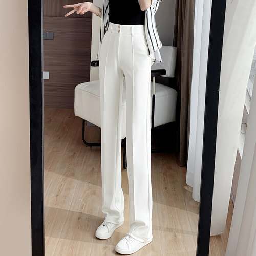 白色西装裤女秋冬垂感窄版直筒裤