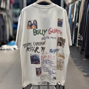 Paly T恤男女 Hollywood恶霸插画vintage水洗复古做旧宽松VTG短袖