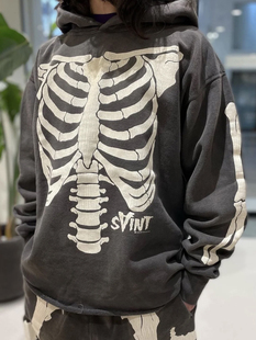 卫衣男ins 高街裂纹复古宽松连帽长袖 Saint Michae万圣节骷髅美式