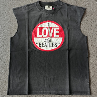 Saint甲壳虫乐队美式 T恤男女 高街vintage水洗复古宽松VTG背心无袖