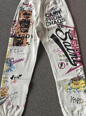 Saint Michael村上隆美式高街休闲宽松束脚卫裤涂鸦VTG长裤男女潮