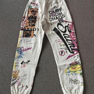 涂鸦VTG长裤 高街休闲宽松束脚卫裤 男女潮 Michael村上隆美式 Saint