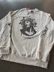 Saint Michael Men's Heavyweight Round Neck American High Street Washed Vintage Loose Heather Gray Sweatshirt