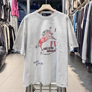 vintage水洗复古做旧宽松VTG短袖 F1飞马 T恤男女 Hollywood Paly