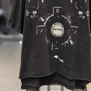 ERD忧郁富二代假两件芭蕾vintage水洗复古做旧宽松VTG短袖 T恤男女