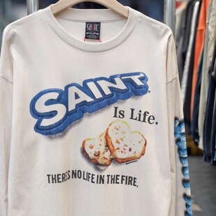 打底T恤男女ins 高街水洗宽松长袖 Saint Michael奥利奥曲奇VTG美式