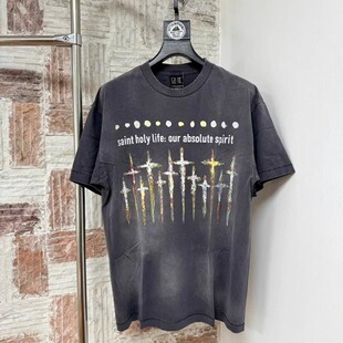 Saint Michael九寸钉美式高街流行vintage水洗做旧VTG短袖T恤男女