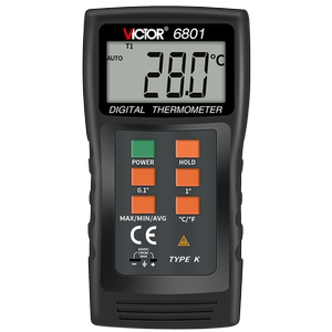 胜利接触式测温仪数字温度计VC6801工业高精度热电偶探头温度表