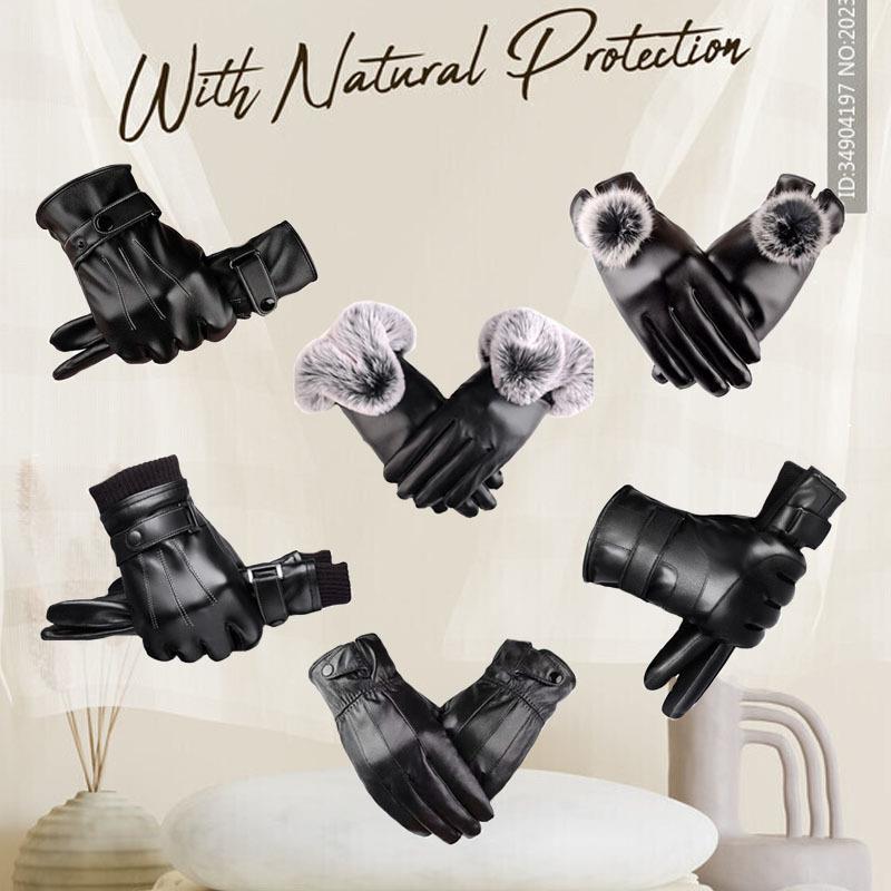 全皮手套男女冬季骑行加绒加厚保暖防风防水触屏户外防滑骑车手套