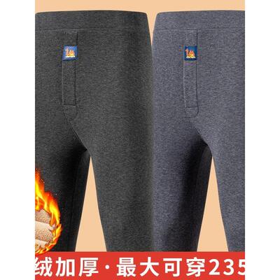 男士加大码驼绒保暖裤冬季御寒打底裤加绒加厚自发热毛裤高腰棉裤