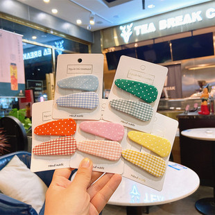 边夹亲子发饰品 儿童格子发夹女宝宝彩色水滴圆点BB夹对装 韩版 新款