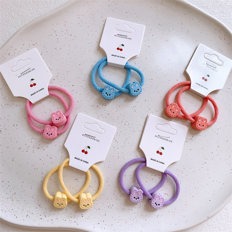 韩版新款儿童可爱卡通兔子发圈小女孩扎头发皮筋发绳宝宝对装头绳