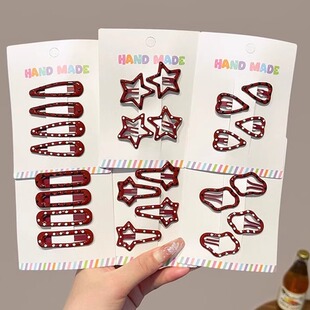 安可拉红色波点发夹女侧边刘海碎发bb夹子头饰少女心儿童可爱发卡