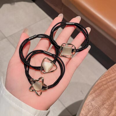 春夏新款几何发圈简约精致版珍珠头绳轻奢成人精品店发绳女