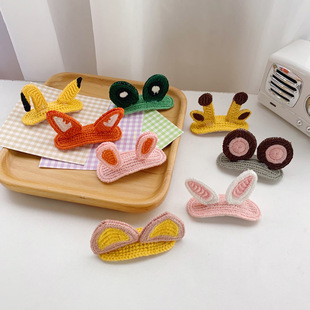 儿童可爱卡通毛线发夹头饰立体小动物bb夹子发卡ins 网红顶夹发饰